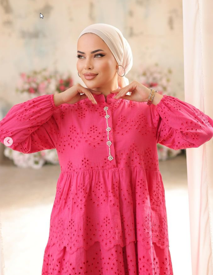Fushia Bloom Eyelet Tunic - (1414)
