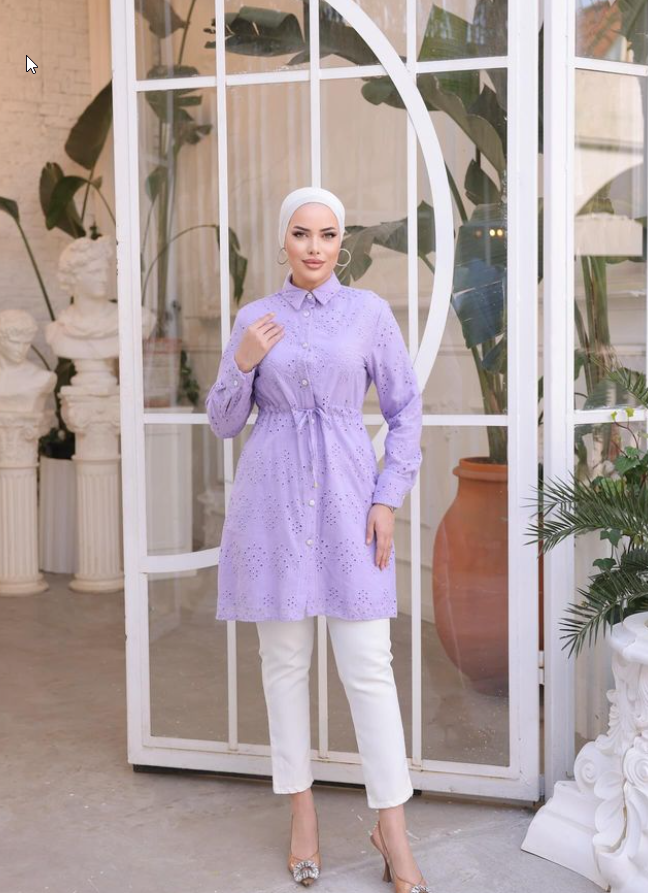 Lavender Cinch Eyelet Tunic (1415)

