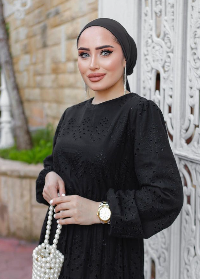 Black Cinch Eyelet Dress (1375)
