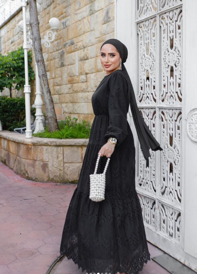 Black Cinch Eyelet Dress (1375)
