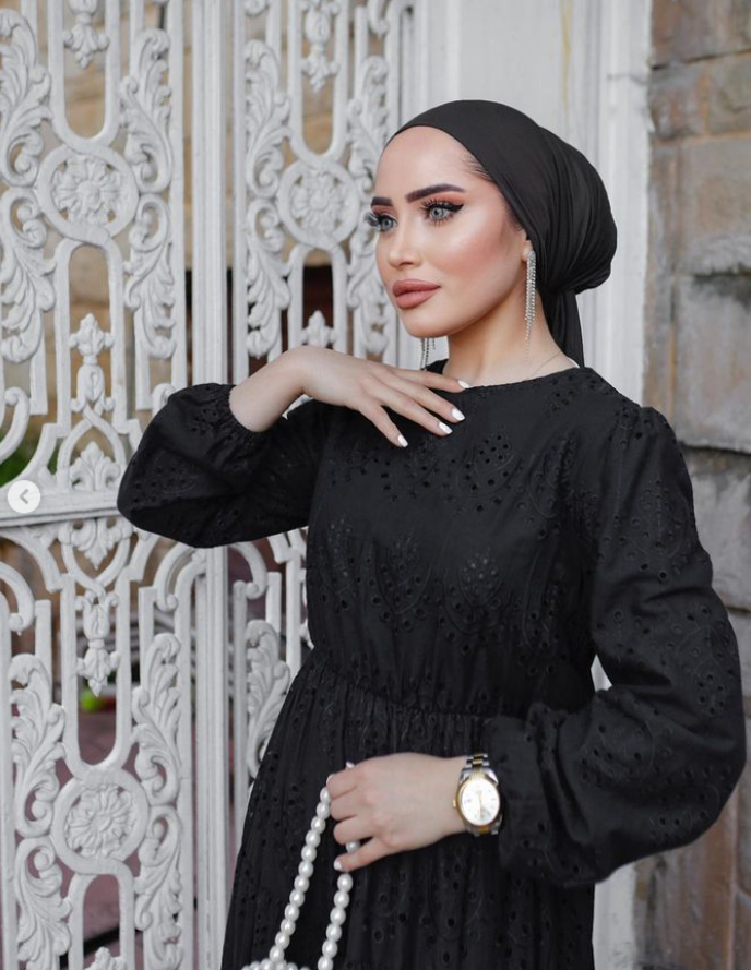 Black Cinch Eyelet Dress (1375)
