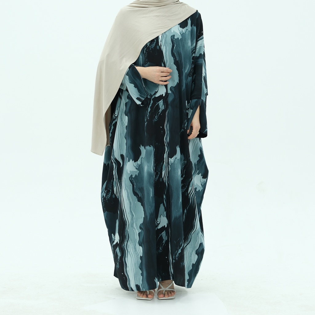 Marble Flow Abaya - Midnight Blue (LR982)