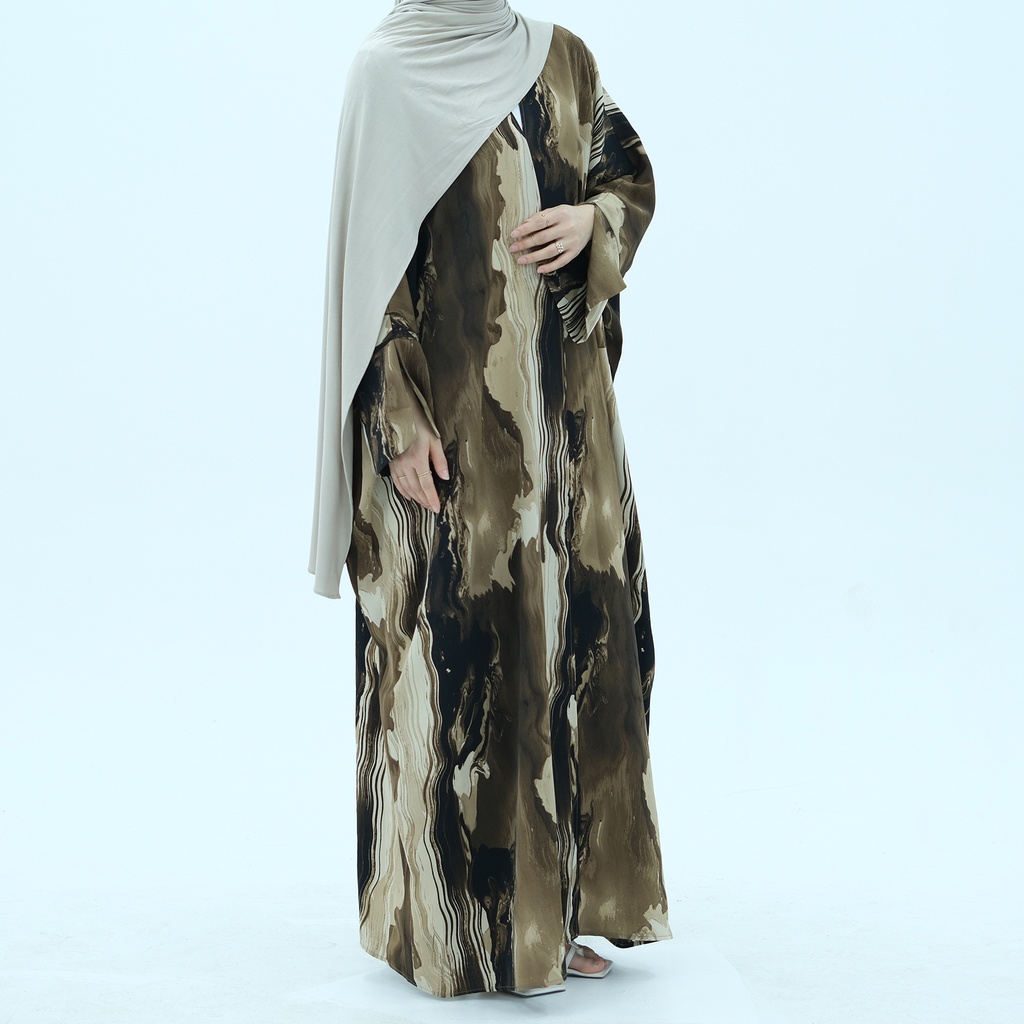 Marble Flow Abaya - Mocha (LR982)