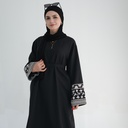 Nooraya Embroidered Linen Dress - Midnight Onyx (LR735)