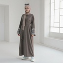 Nooraya Embroidered Linen Dress - Mocha Dusk (LR735)