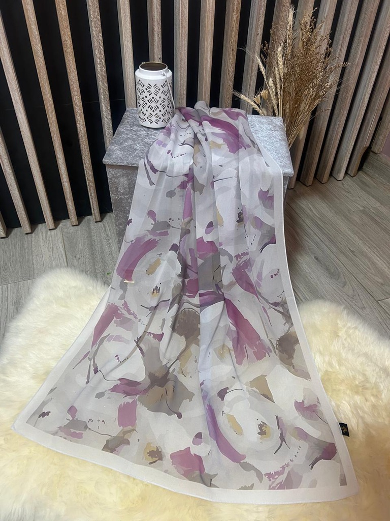 PH105 - Mauve Motion Printed Chiffon Hijab
