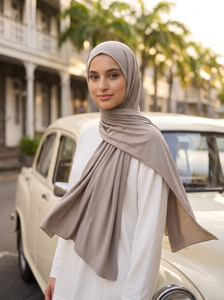 Mushroom Taupe Liquid Jersey - LJ113