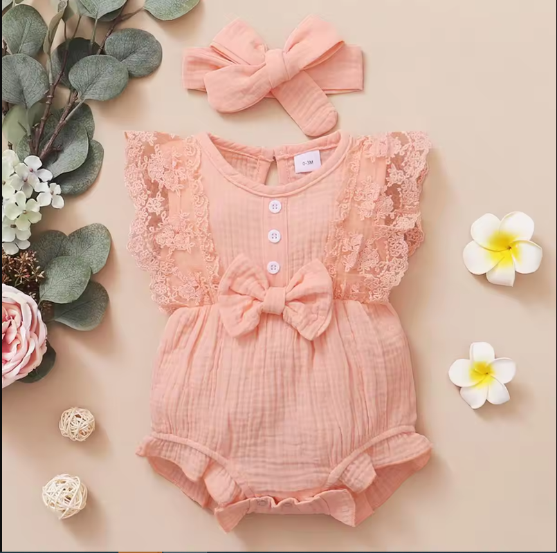 Peach Petit Lace (0-3M)