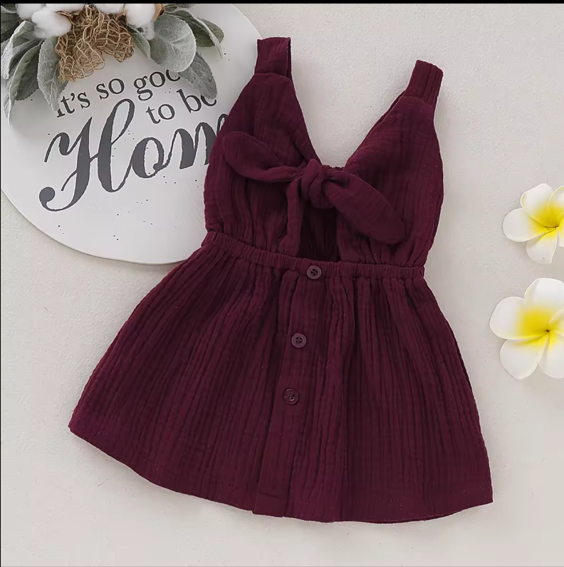 Bordeaux Bow Dress (3-4Y)