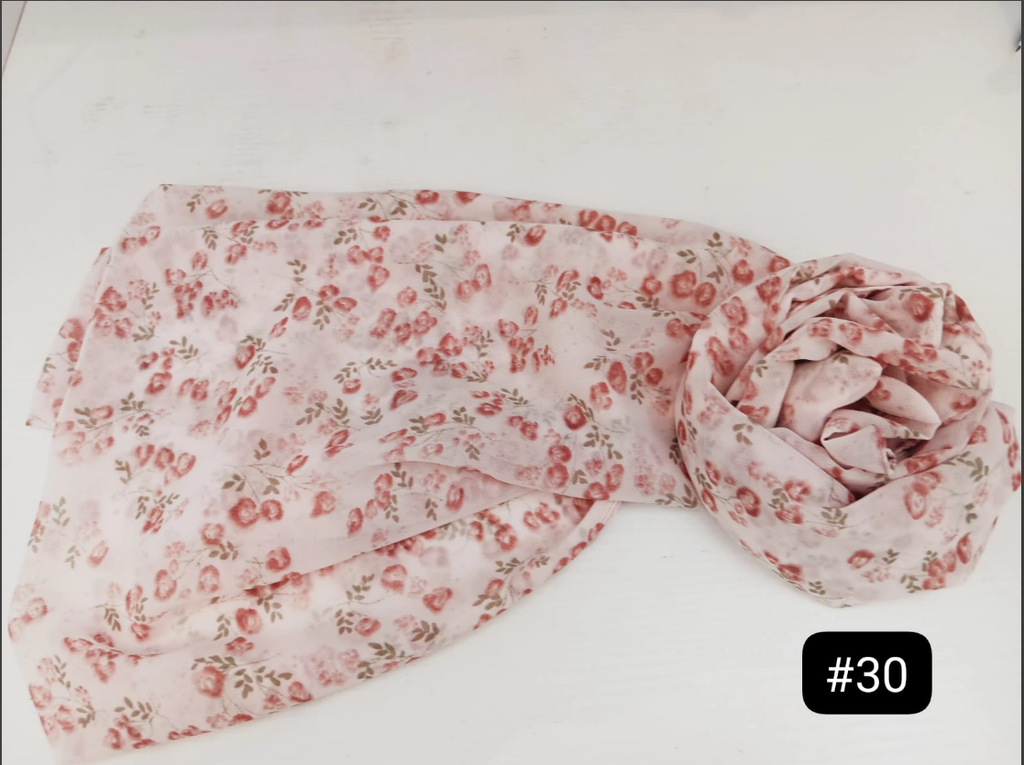 [30] Printed Hijab - Rose Whisper