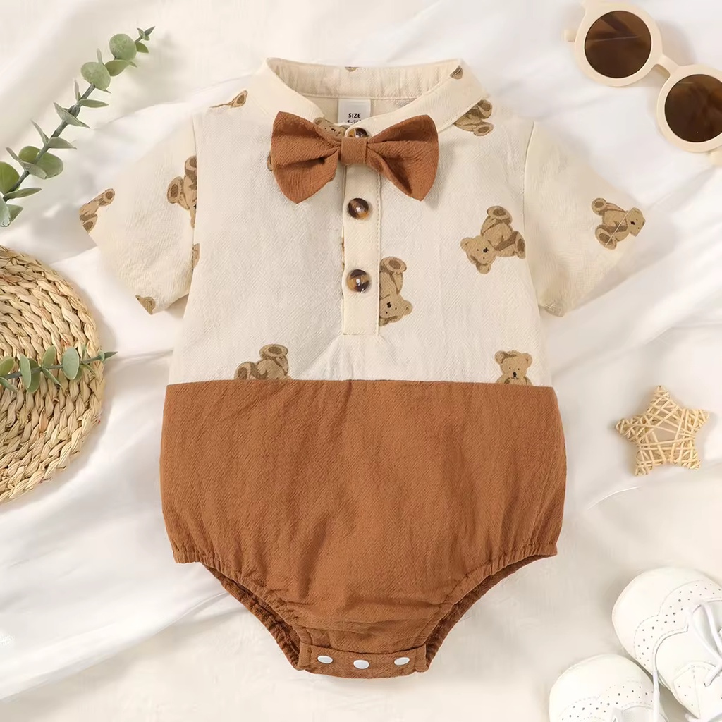 Teddy Playdate Romper (0-1M)