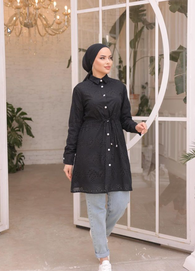 Black Cinch Eyelet Tunic (1415)
 (42)