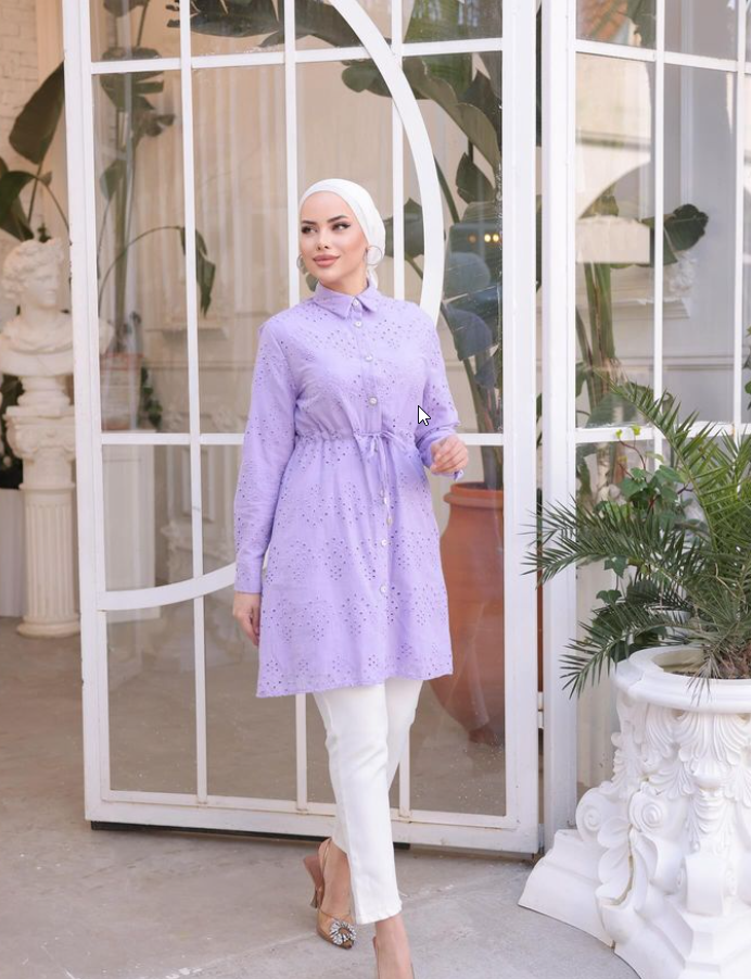 Lavender Cinch Eyelet Tunic (1415)
