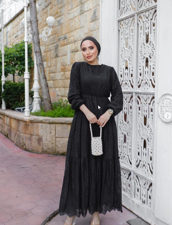 Black Cinch Eyelet Dress (1375)
