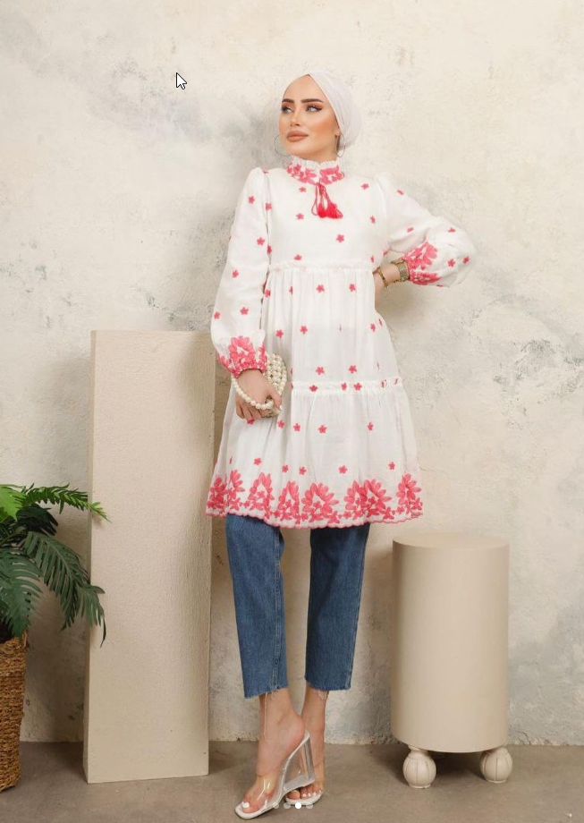 1382-BLACK Floral Grace Tunic
 