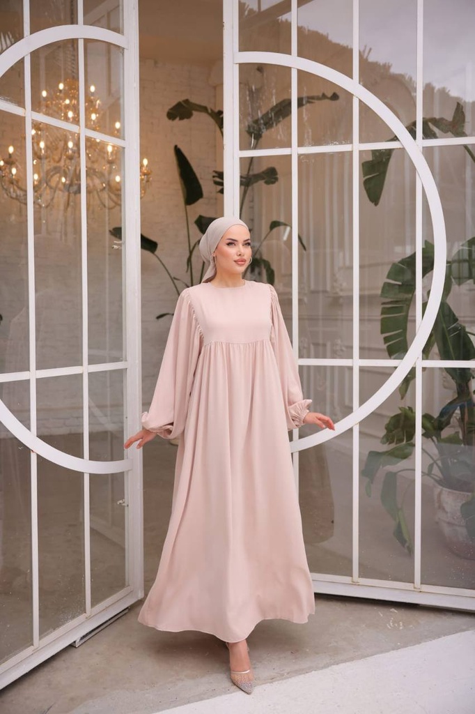 1692-Ivory Puff Sleeve Dress