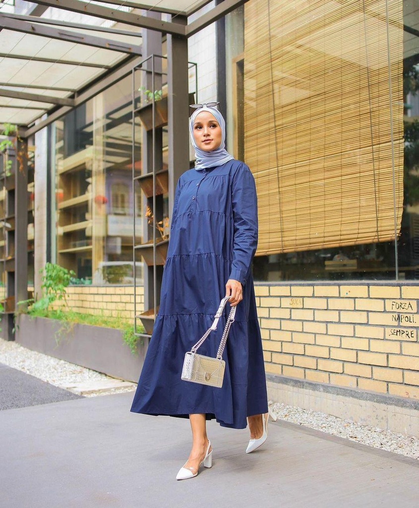 Large swing Long Dress - Blue - MA153 