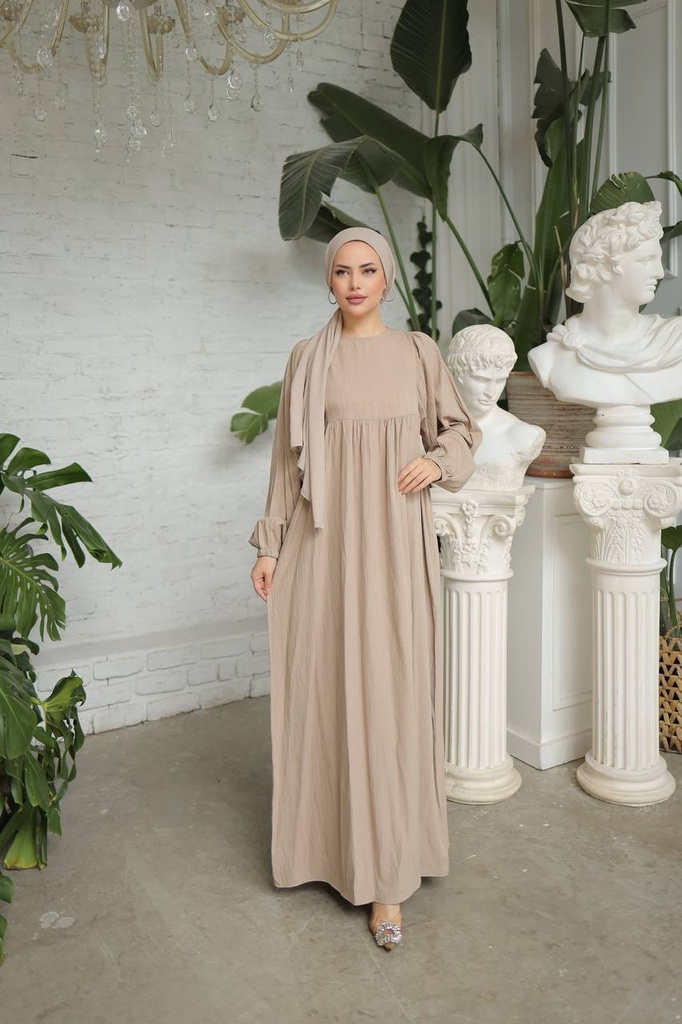 1801-Cotton Aura Beige Dress  