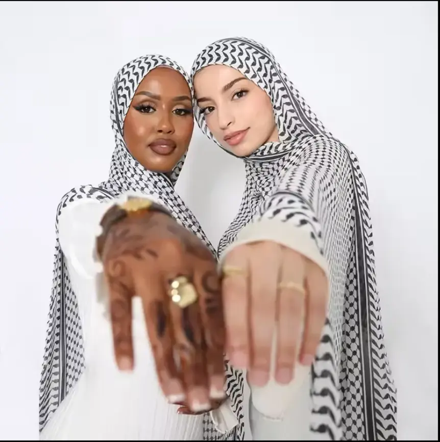 Keffiyeh Chiffon Hijab - Black