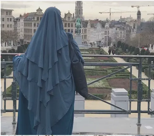 Layered Elegance Khimar - Navy