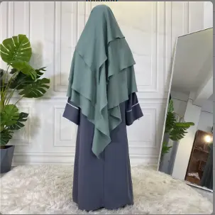 Layered Elegance Khimar - Green