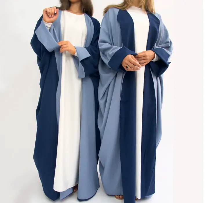  Junaynah Reversible Linen Abaya - Ocean & Sky  (S)