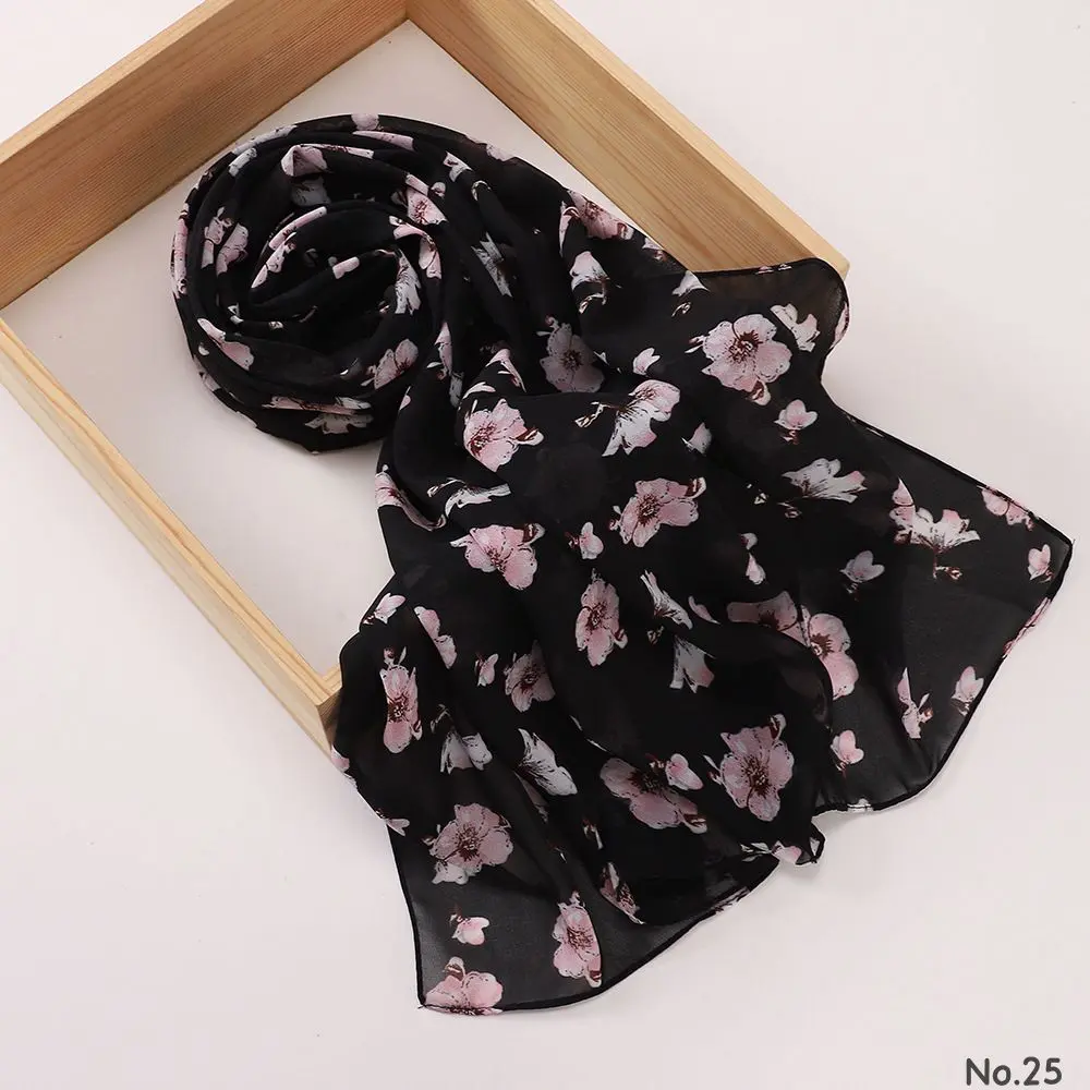 Printed Hijab - Sakura Noir PH25