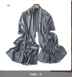 Satin Luxe Hijab - Soft Icy Blue-Grey  - 3