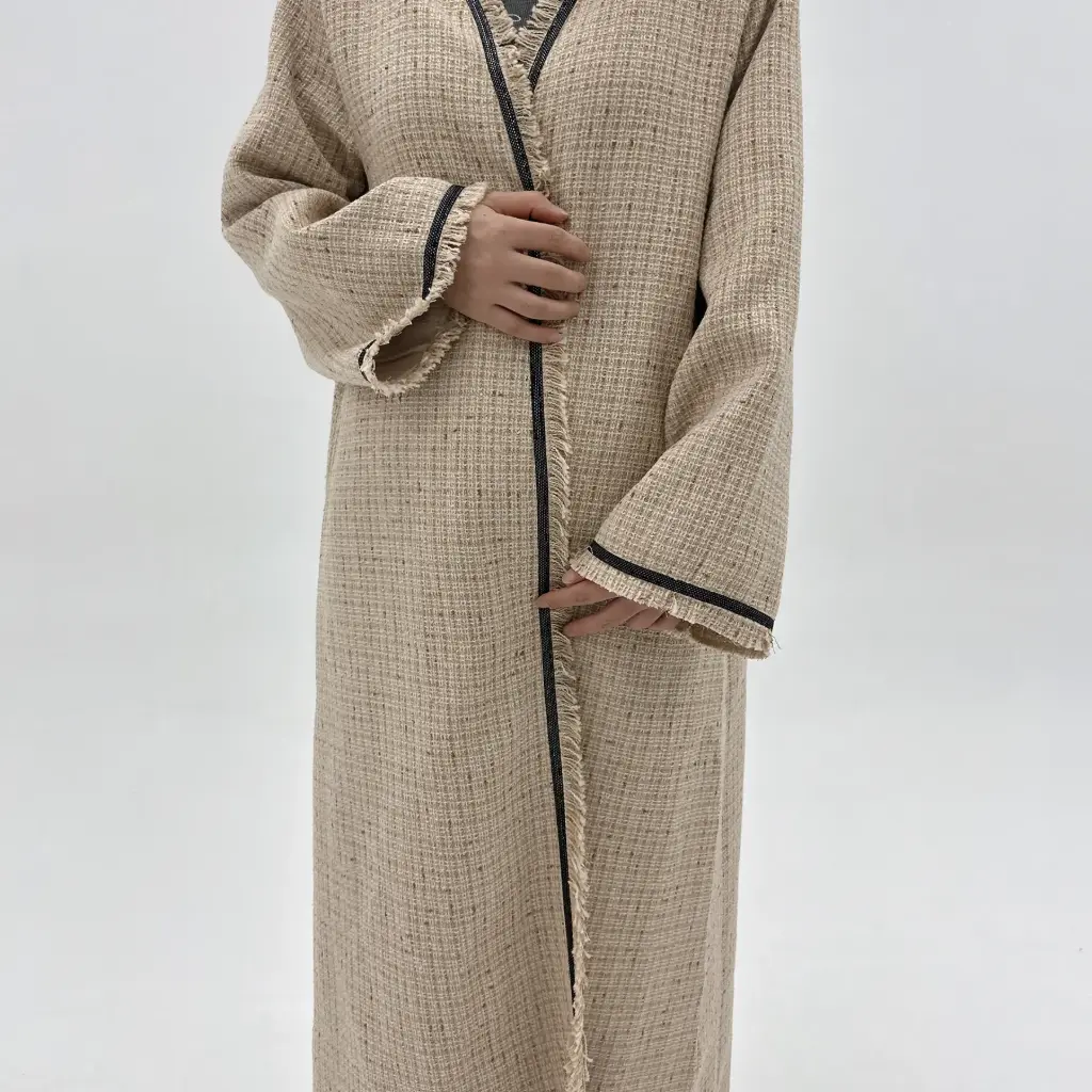 Tweed Luxe Abaya – Sand