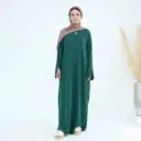 Cozy Knit Abaya Sweater - Dark Green- LR912