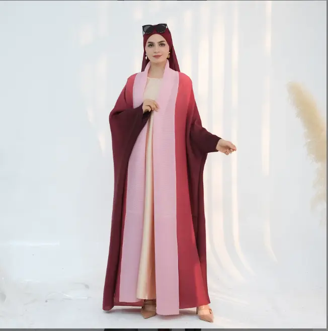 Ombre Pleated Abaya Collection - Red (LR960)