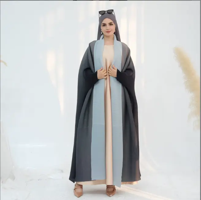 Ombre Pleated Abaya Collection - Gray (LR960) 