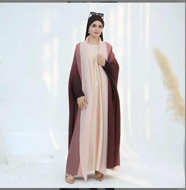 Ombre Pleated Abaya Collection - Brown (LR960)