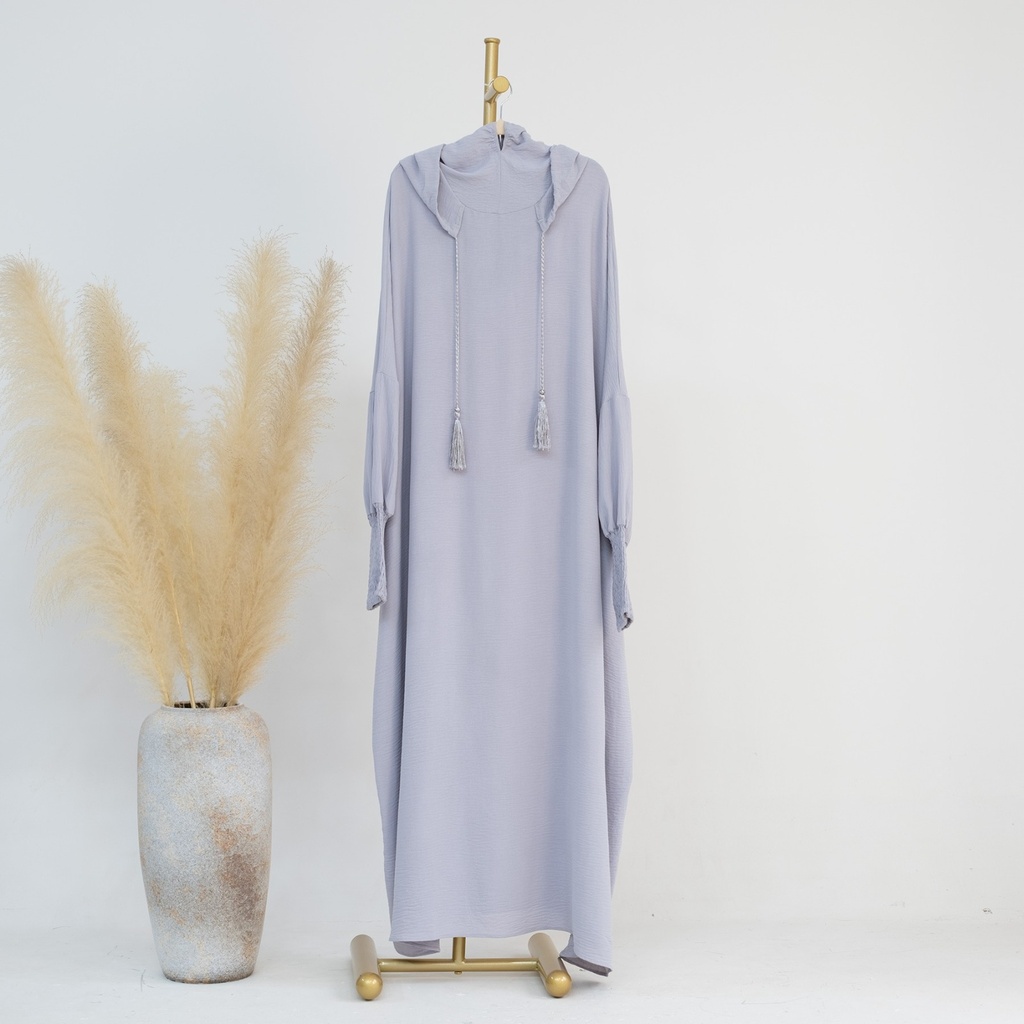 Hooded Elegance Abaya - Light Gray Edition