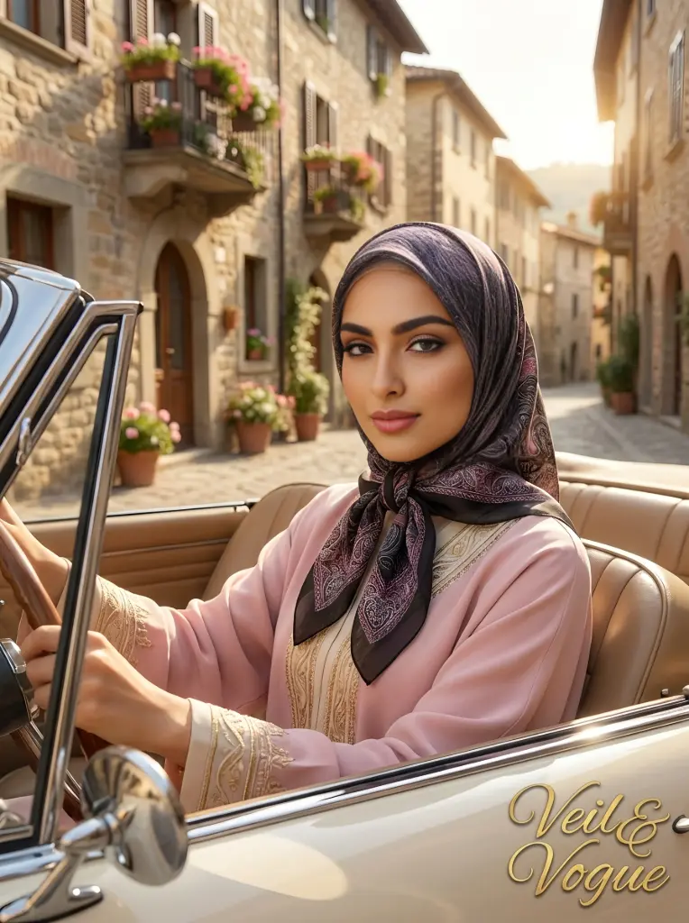 Ruby Noir Printed Hijab - CP28