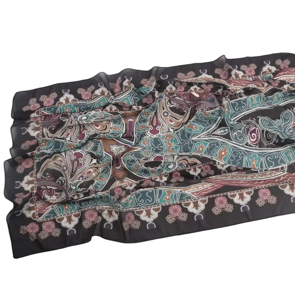Garnet Teal Printed Hijab - CP58
