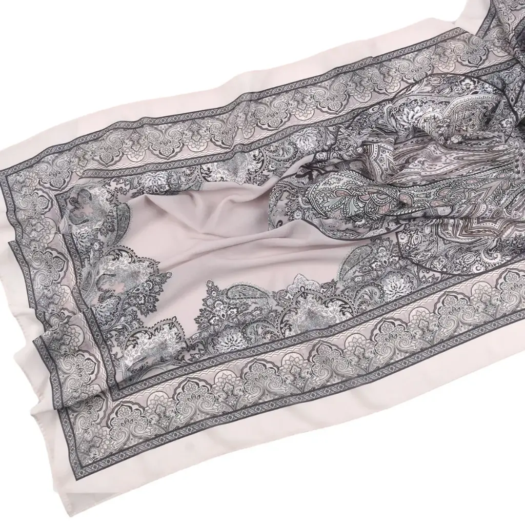 Ivory Filigree Printed Hijab - CP6