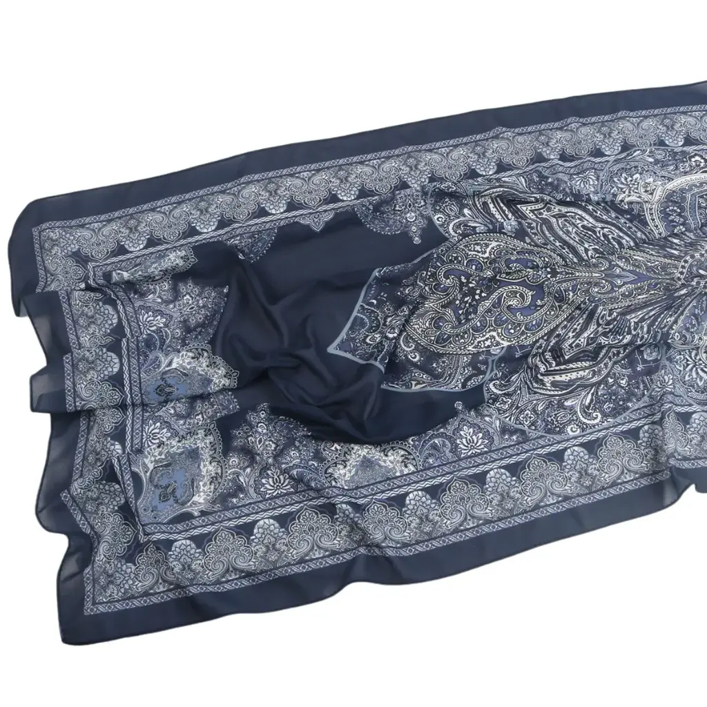 Midnight Silver Printed Hijab - CP12