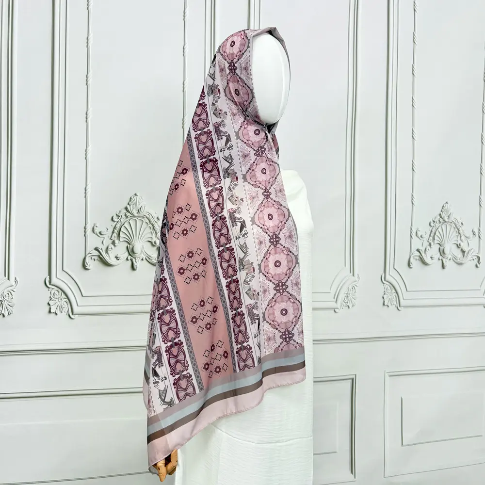 Blush Arabesque Printed Hijab - CP73