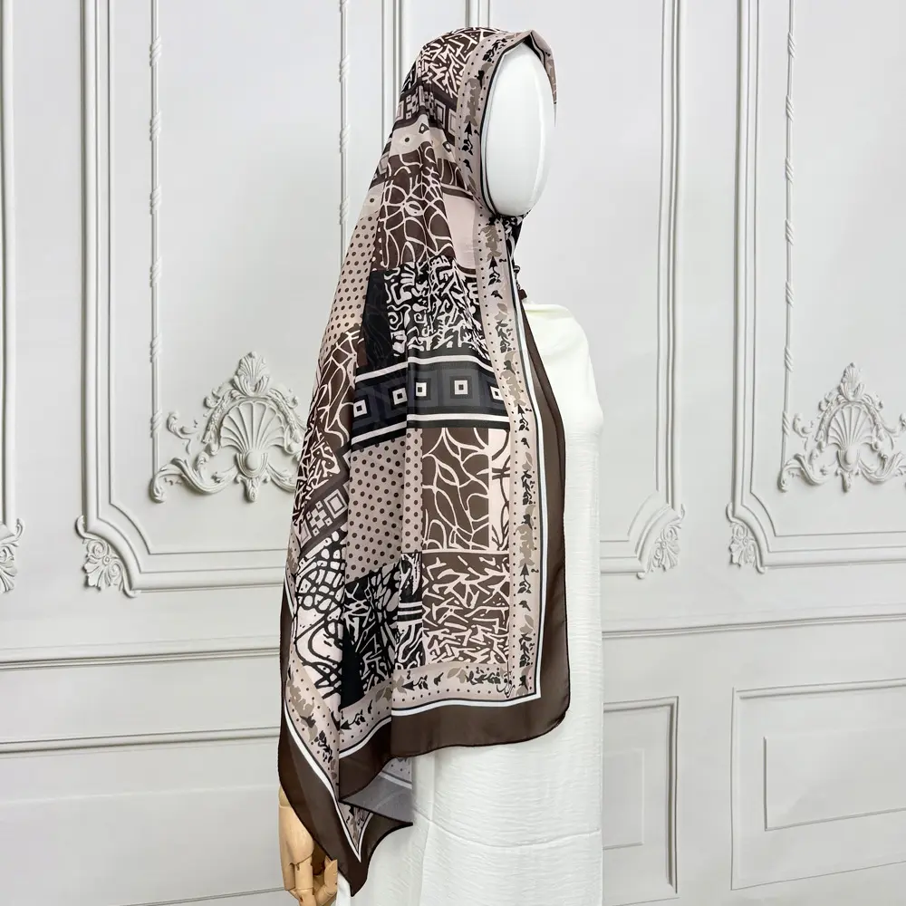 Mocha Arabesque Printed Hijab - CP75