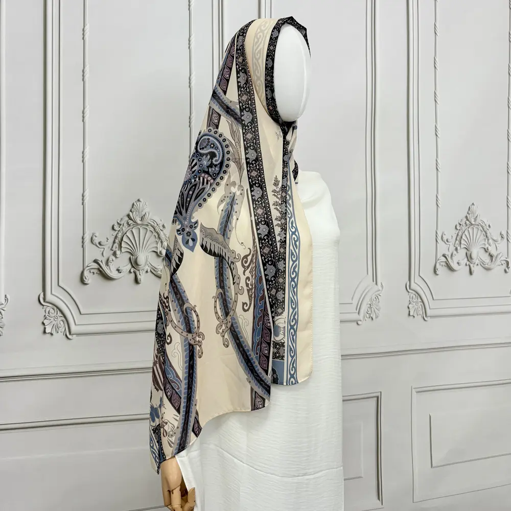 [CP79] Cream Sapphire Printed Hijab - CP79