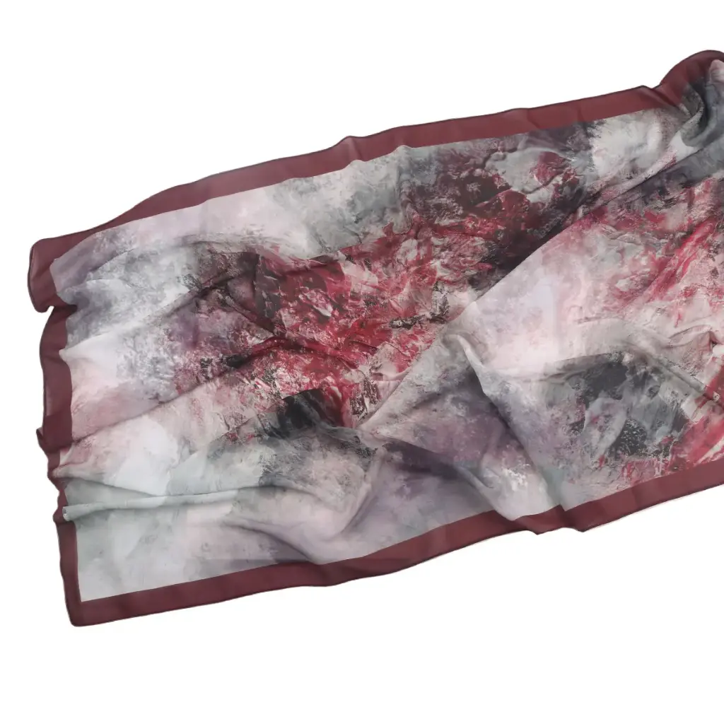 [CW19] Crimson Marble Printed Hijab - CW19