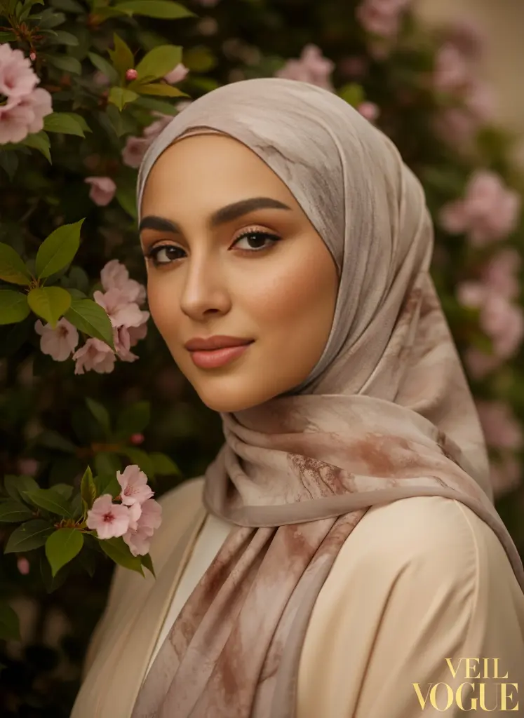 Caramel Mist Printed Hijab - CW59