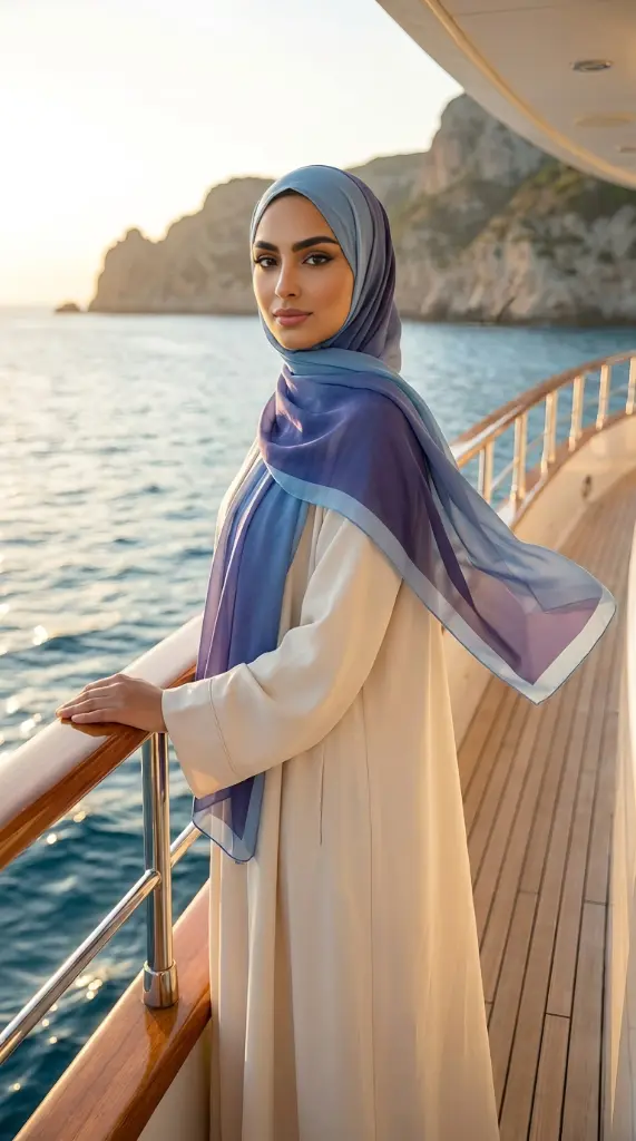 Blue Haze Printed Hijab - CG24