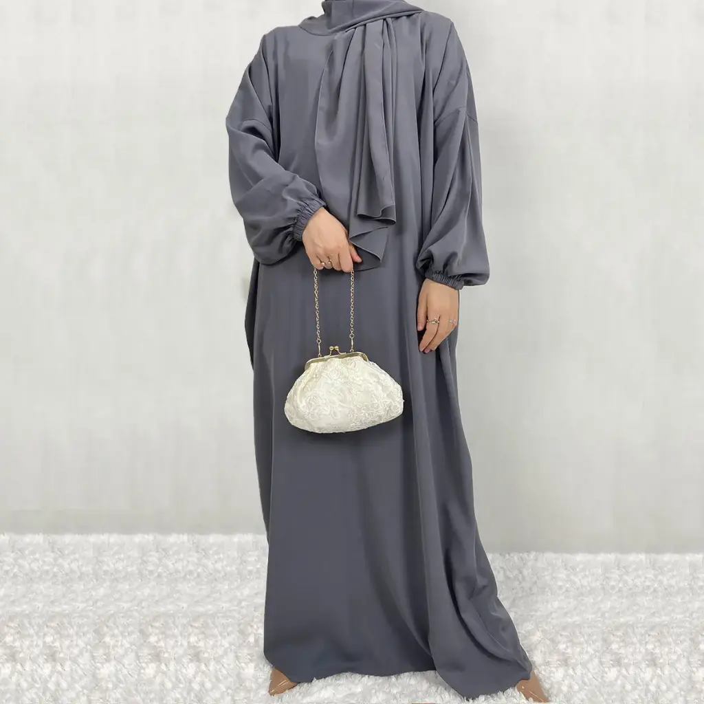 The Cloud Nida Hooded Abaya -REF2057-  Grey (Size 1)