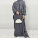 The Cloud Nida Hooded Abaya -REF2057-  Grey