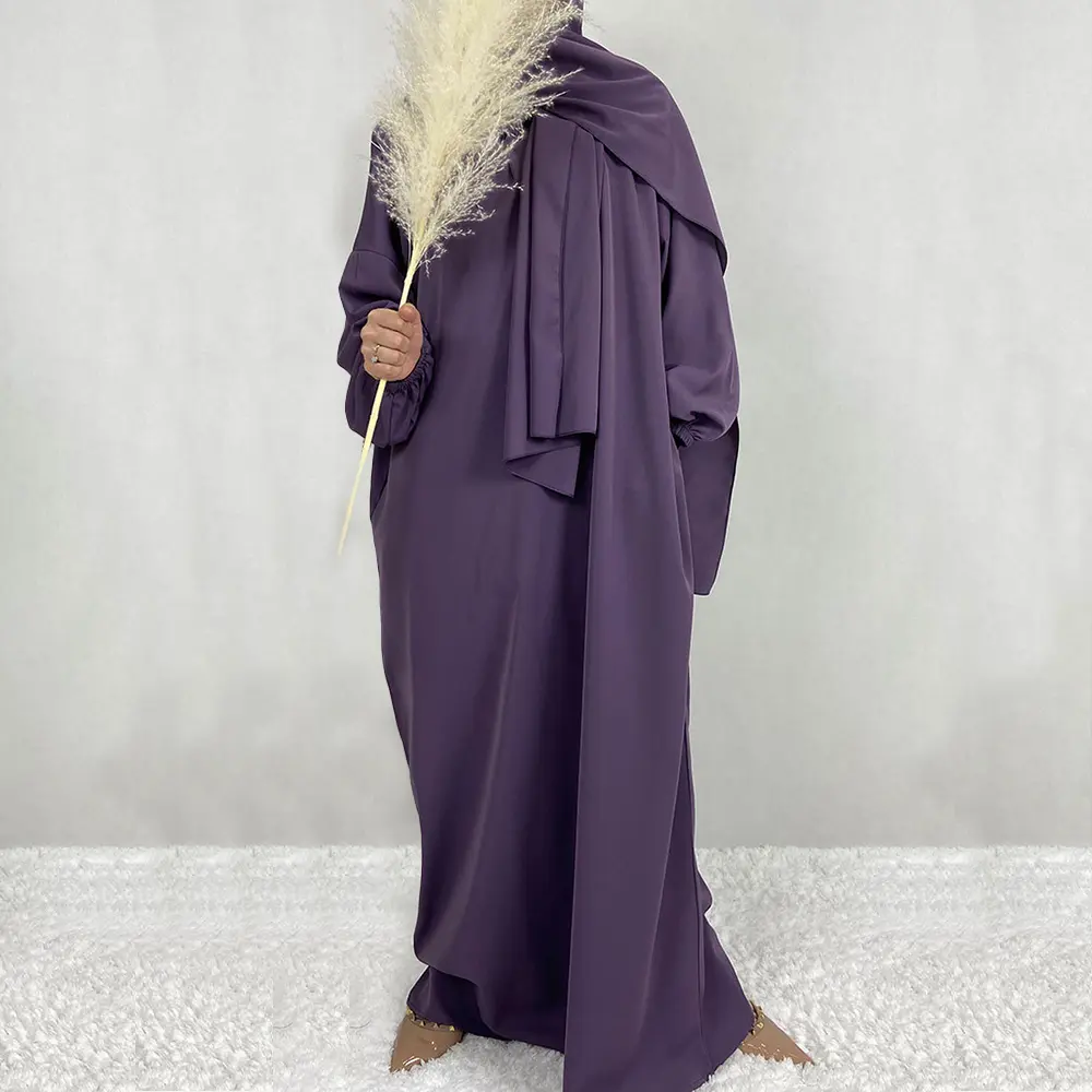 The Cloud Nida Hooded Abaya -REF2057-  Purple (Size 1)