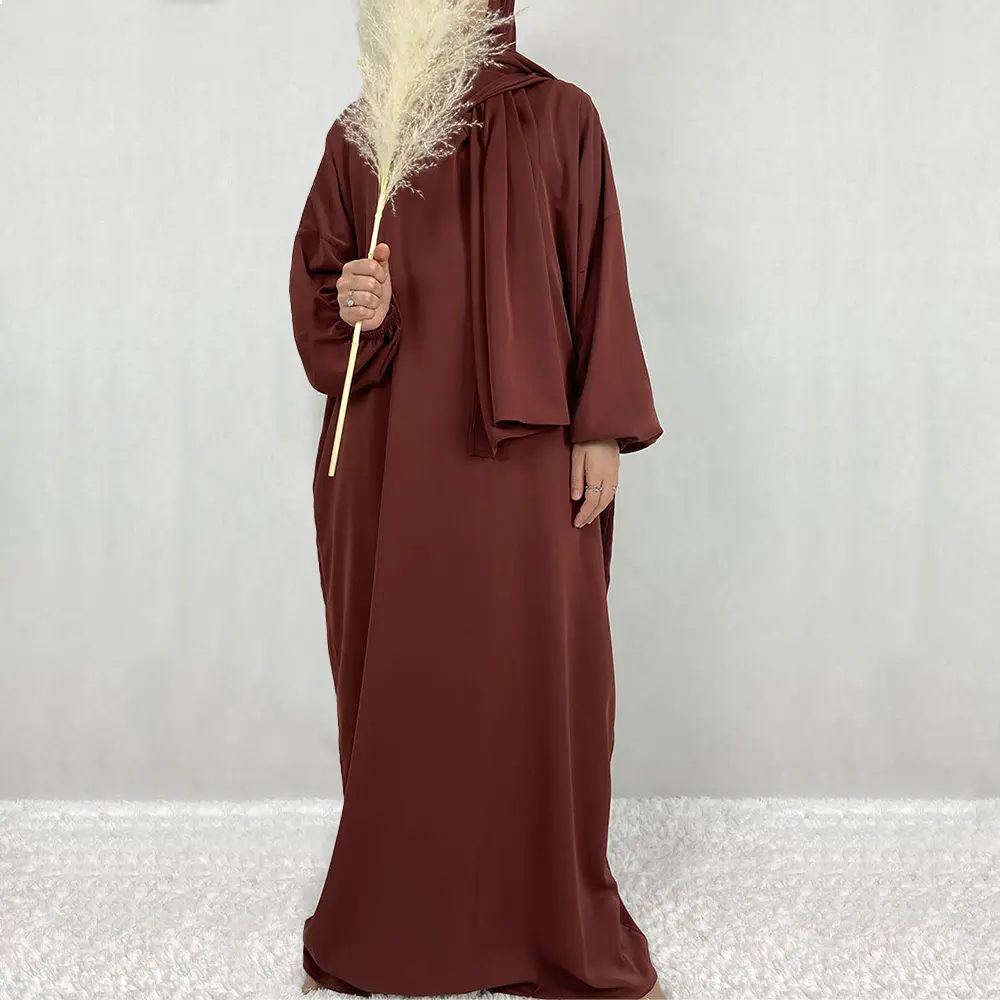 The Cloud Nida Hooded Abaya -REF2057-  Coffee