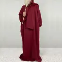 The Cloud Nida Hooded Abaya -REF2057- Crimson