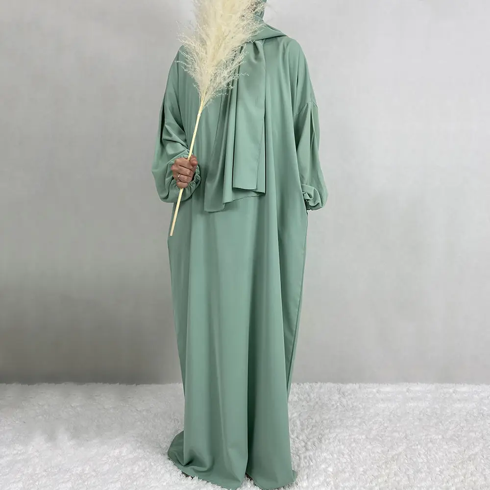 The Cloud Nida Hooded Abaya -REF2057- Light Green (Size 1)